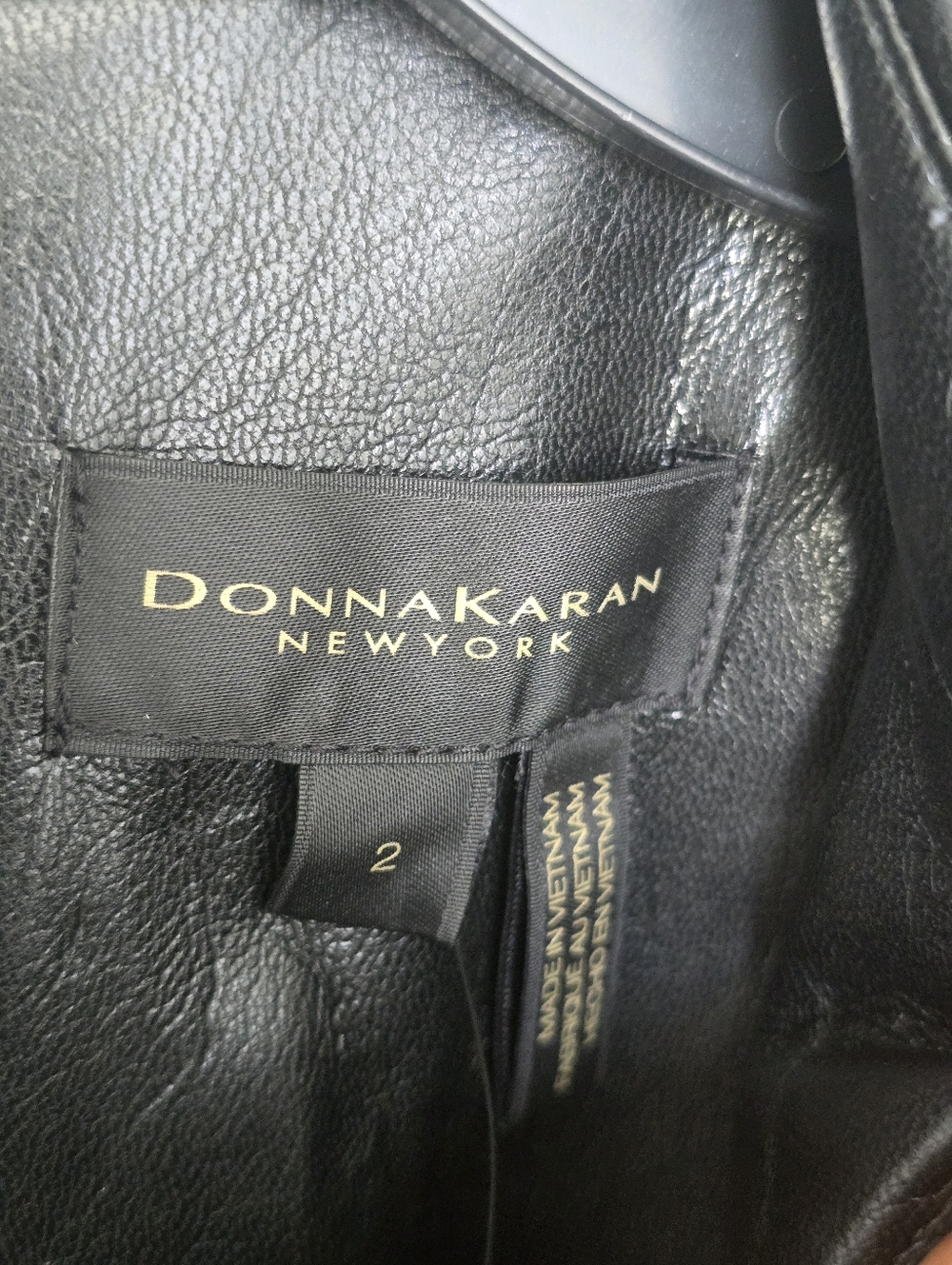 Donna Karan New York Black Faux Leather Wide Leg Jumpsuit Size 2 Halter Neck - Picture 9 of 14